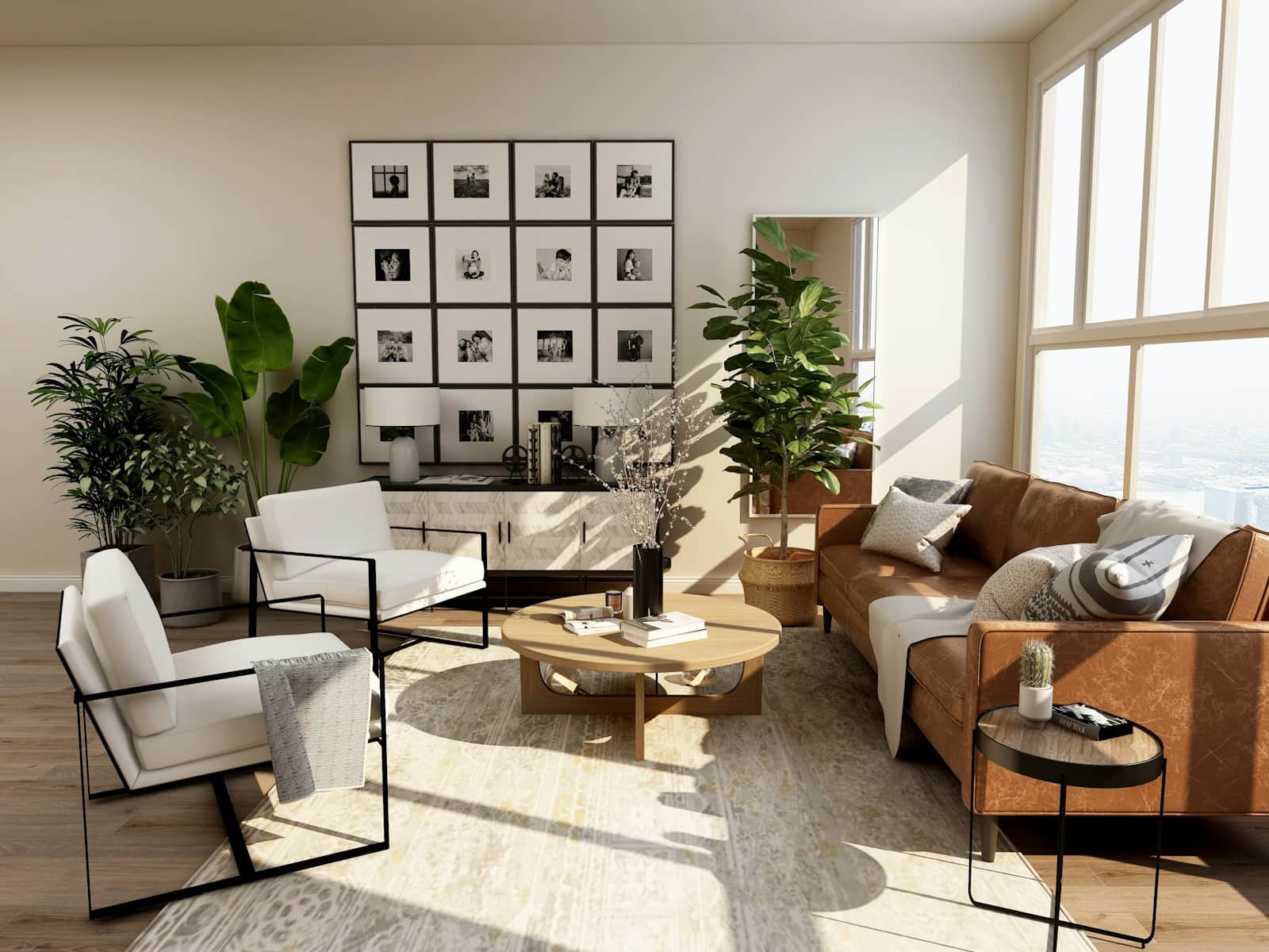 Living room with gallery wall